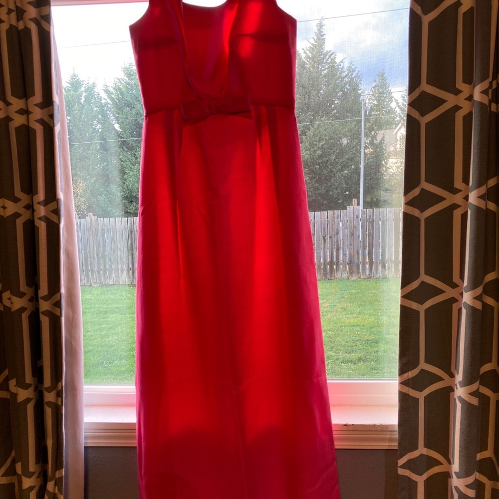Vintage pink cute bow in front floor length dress
